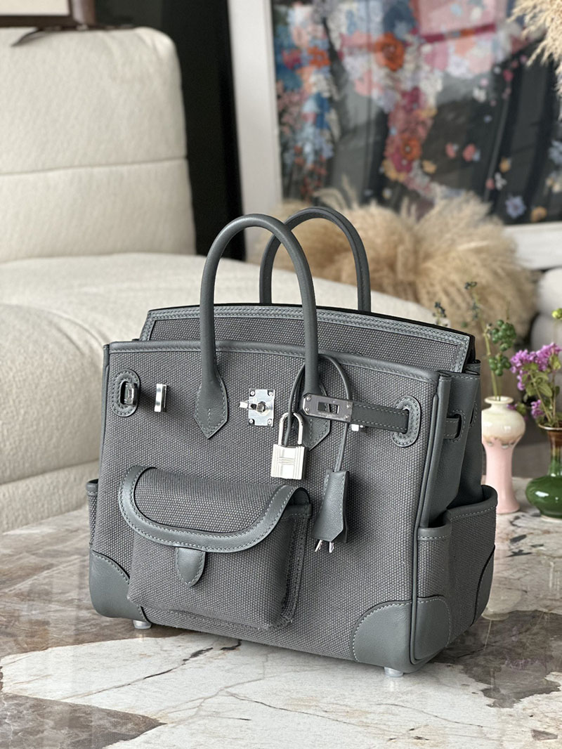 並行輸入品 エルメス バーキン25 カーゴ グリミスティ トワルゴエラン×スイフト シルバー金具 2517923 バーキンカーゴ 定価 - 画像 (4)