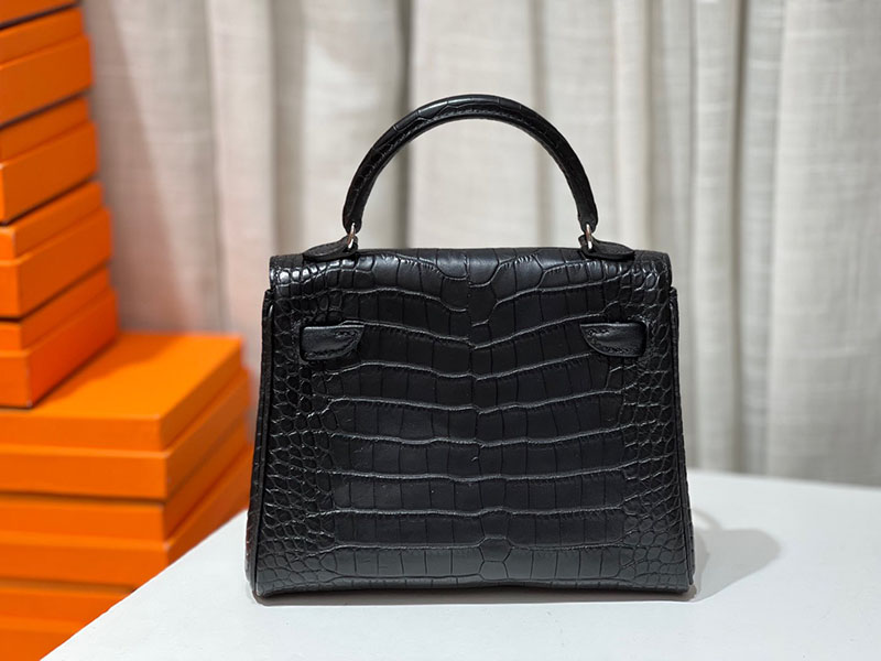 エルメス ケリードール パーソナル 黒 ブラック クロコダイル ニロティカスマット シルバー金具 2517930 ケリードール風 - 画像 (9)