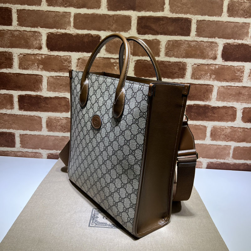 グッチ バッグ 人気 GUCCI インターロッキングG付き トートバッグ 723308 92THG 8563 ベージュ&ダークブラウン グッチ トートバッグ メンズ - 画像 (9)
