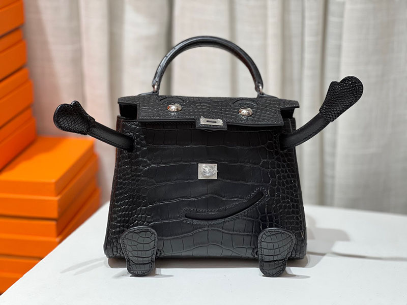 エルメス ケリードール パーソナル 黒 ブラック クロコダイル ニロティカスマット シルバー金具 2517930 ケリードール風 - 画像 (7)