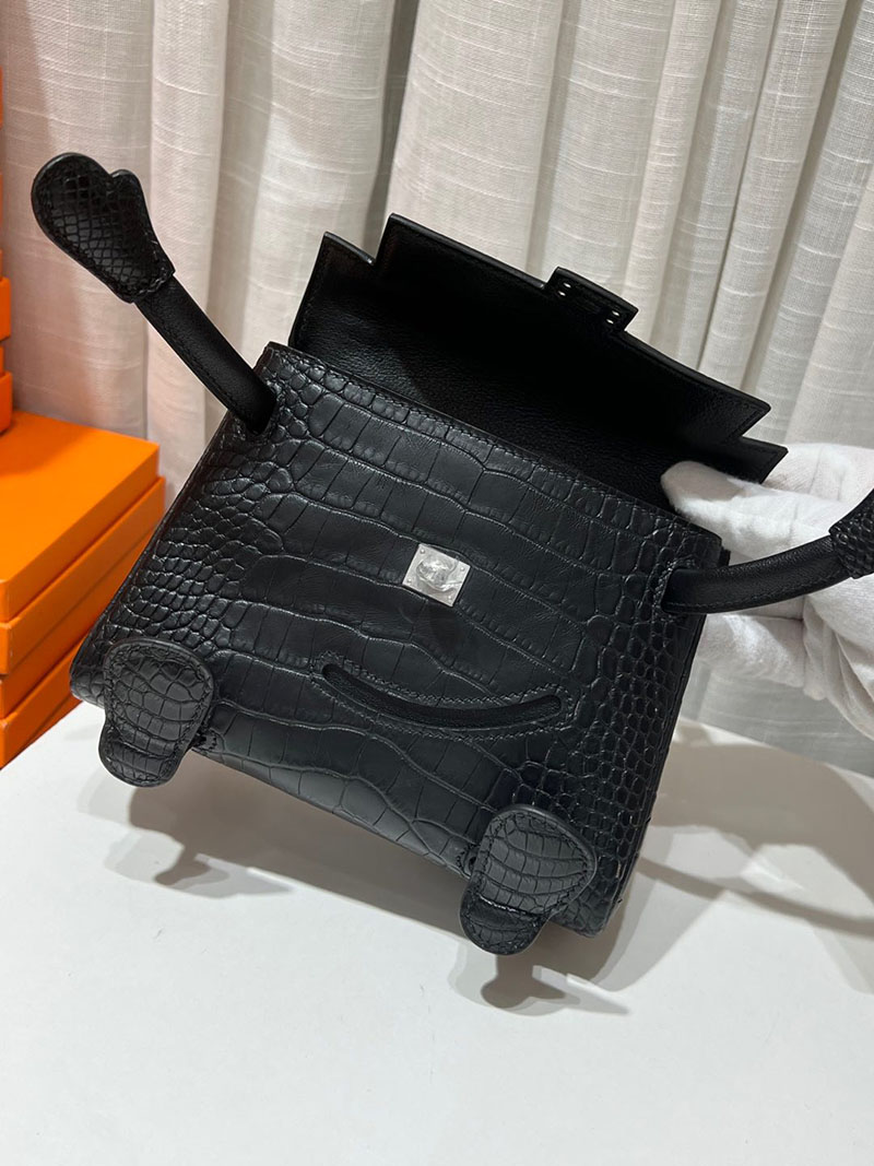 エルメス ケリードール パーソナル 黒 ブラック クロコダイル ニロティカスマット シルバー金具 2517930 ケリードール風 - 画像 (6)