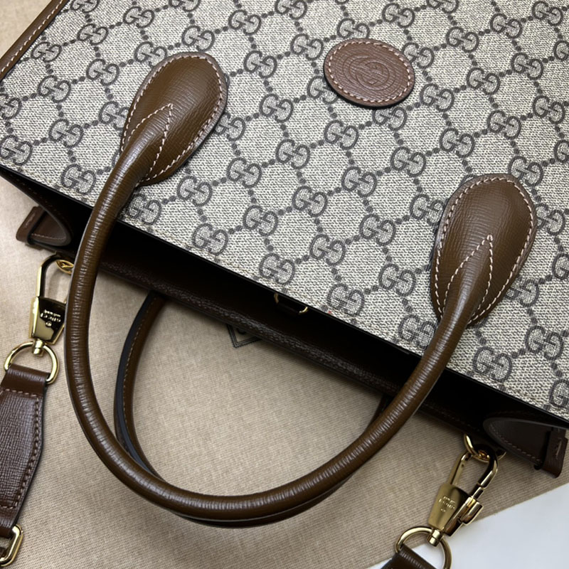 グッチ バッグ 人気 GUCCI インターロッキングG付き トートバッグ 723308 92THG 8563 ベージュ&ダークブラウン グッチ トートバッグ メンズ - 画像 (5)