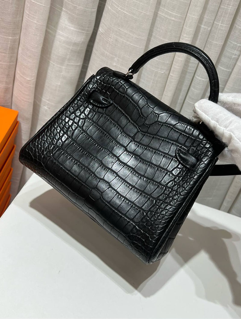 エルメス ケリードール パーソナル 黒 ブラック クロコダイル ニロティカスマット シルバー金具 2517930 ケリードール風 - 画像 (4)