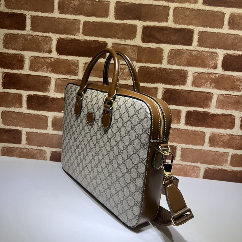 グッチ バッグ 人気 GUCCI インターロッキングG ビジネスケース 674140 92THG 8563 ベージュ&ブラウン グッチ ビジネスバッグ メンズ - 画像 (9)