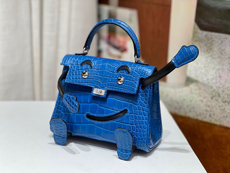 エルメス ケリードール パーソナル ブルーゼリージュ/黒 ブラック クロコダイル ニロティカスマット シルバー金具 2517931 ケリードール風 - 画像 (8)