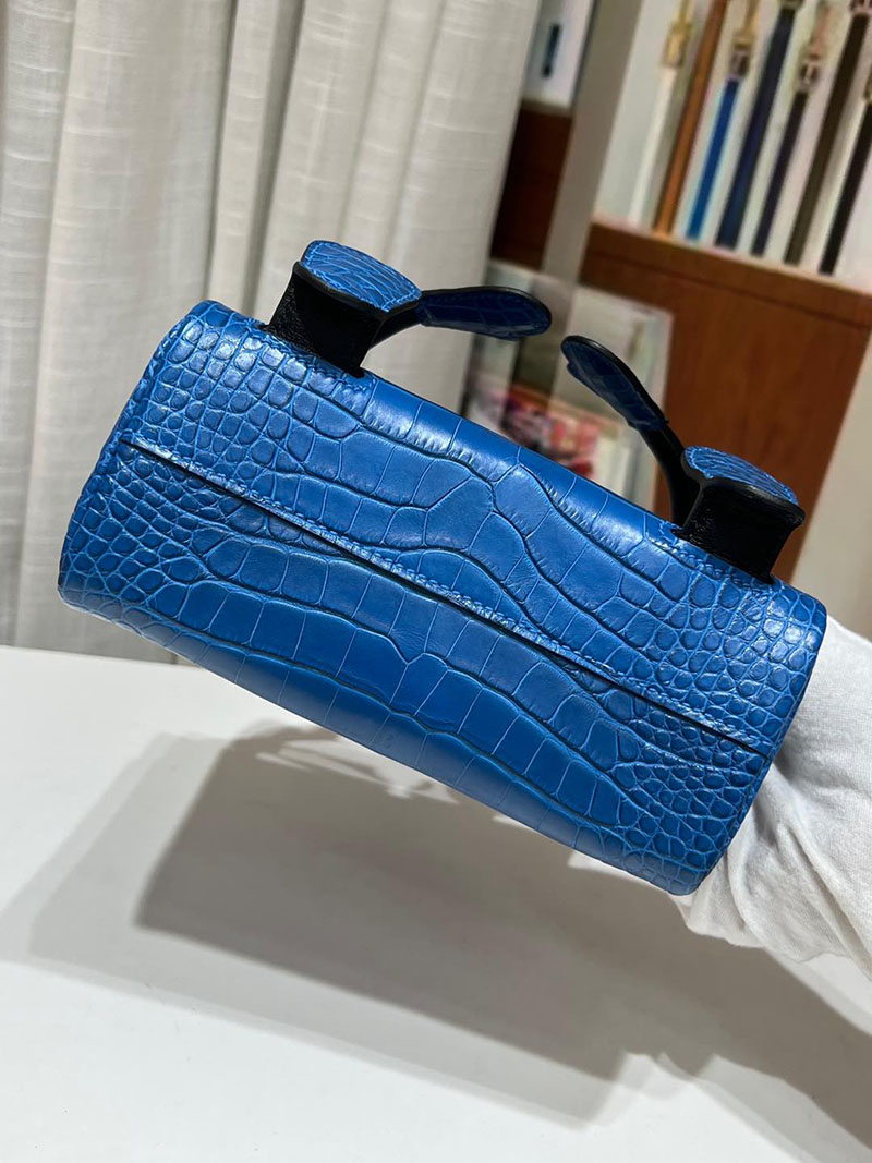 エルメス ケリードール パーソナル ブルーゼリージュ/黒 ブラック クロコダイル ニロティカスマット シルバー金具 2517931 ケリードール風 - 画像 (2)