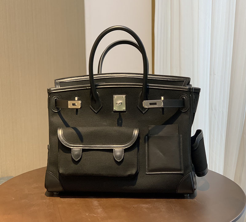 並行輸入品 エルメス バーキン 35cm カーゴ 黒 ブラック トワルゴエラン×スイフト シルバー金具 2517932 バーキン カーゴ35 黒 定価 - 画像 (8)