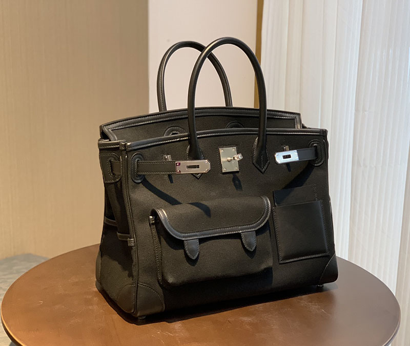 並行輸入品 エルメス バーキン 35cm カーゴ 黒 ブラック トワルゴエラン×スイフト シルバー金具 2517932 バーキン カーゴ35 黒 定価 - 画像 (7)