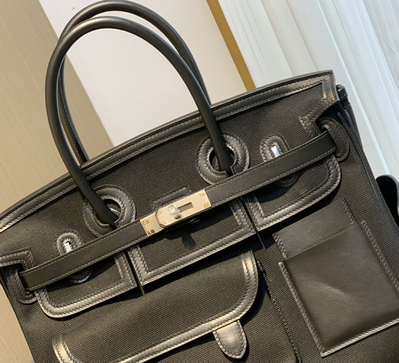 並行輸入品 エルメス バーキン 35cm カーゴ 黒 ブラック トワルゴエラン×スイフト シルバー金具 2517932 バーキン カーゴ35 黒 定価 - 画像 (6)