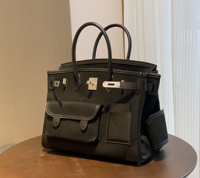 並行輸入品 エルメス バーキン 35cm カーゴ 黒 ブラック トワルゴエラン×スイフト シルバー金具 2517932 バーキン カーゴ35 黒 定価 - 画像 (5)