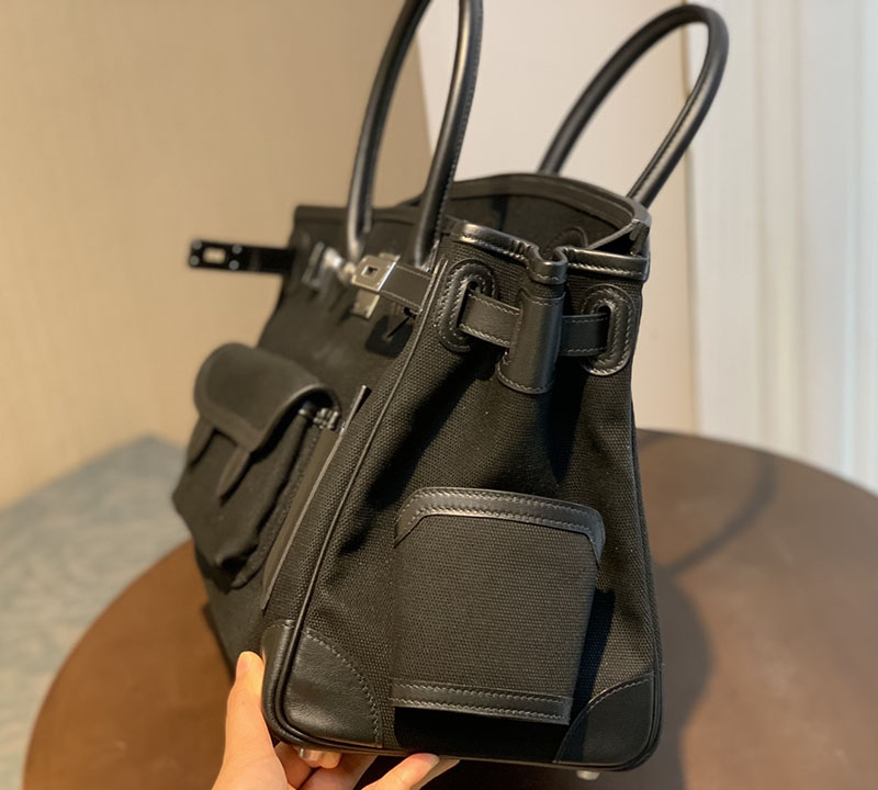 並行輸入品 エルメス バーキン 35cm カーゴ 黒 ブラック トワルゴエラン×スイフト シルバー金具 2517932 バーキン カーゴ35 黒 定価 - 画像 (4)