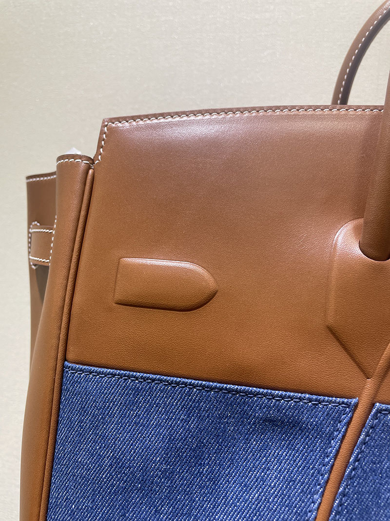 並行輸入品 エルメス バーキン35 シャドー ゴールド エヴァーカーフ/トワルアッシュ シルバー金具 2517933 バーキン シャドウ 35 - 画像 (4)