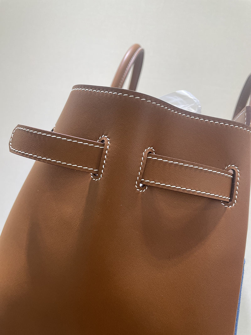並行輸入品 エルメス バーキン35 シャドー ゴールド エヴァーカーフ/トワルアッシュ シルバー金具 2517933 バーキン シャドウ 35 - 画像 (3)