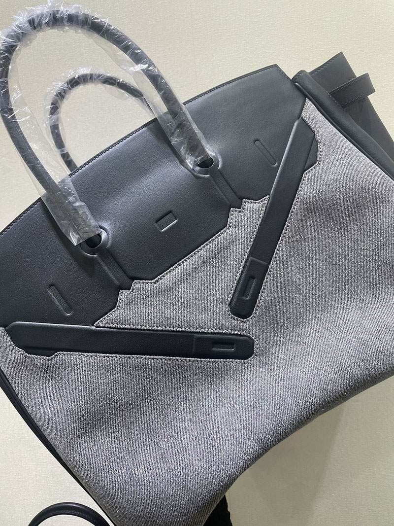 並行輸入品 エルメス バーキン35 シャドー 黒 ブラック エヴァーカーフ/トワルアッシュ シルバー金具 2517934 バーキン シャドウ 35 - 画像 (9)