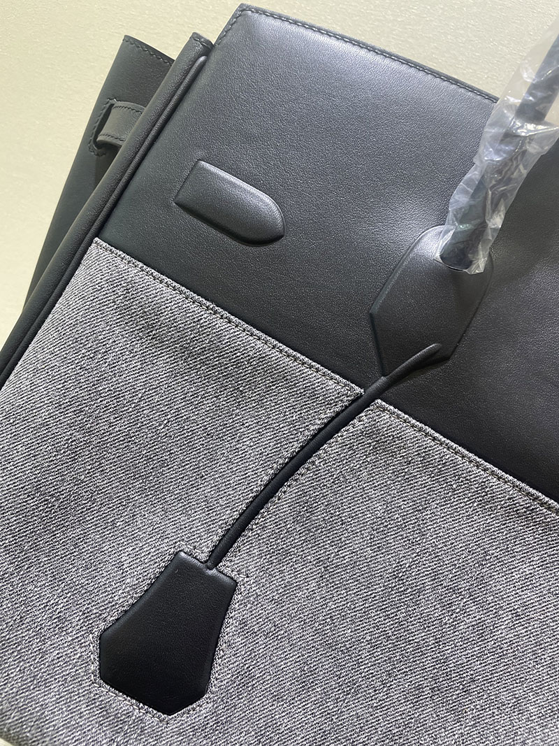 並行輸入品 エルメス バーキン35 シャドー 黒 ブラック エヴァーカーフ/トワルアッシュ シルバー金具 2517934 バーキン シャドウ 35 - 画像 (7)