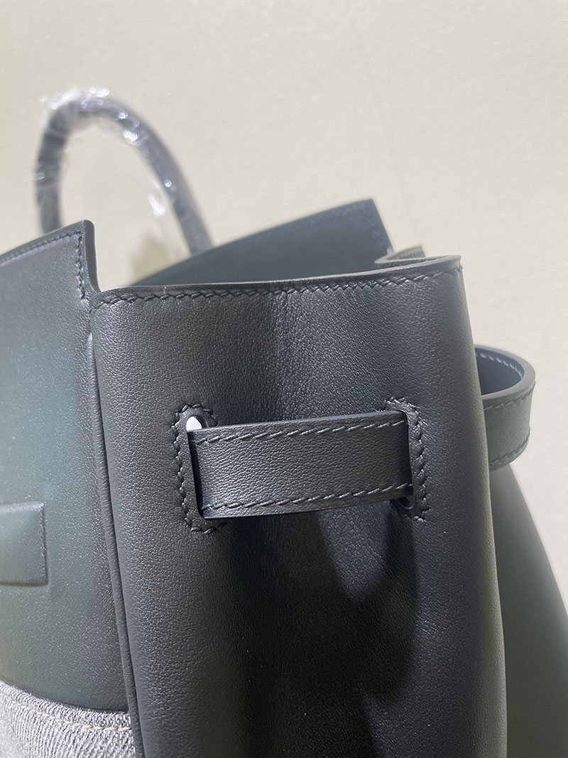 並行輸入品 エルメス バーキン35 シャドー 黒 ブラック エヴァーカーフ/トワルアッシュ シルバー金具 2517934 バーキン シャドウ 35 - 画像 (6)