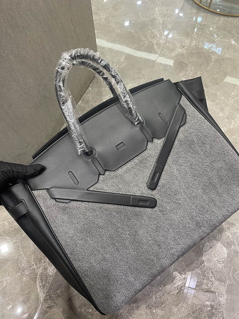 並行輸入品 エルメス バーキン35 シャドー 黒 ブラック エヴァーカーフ/トワルアッシュ シルバー金具 2517934 バーキン シャドウ 35 - 画像 (2)