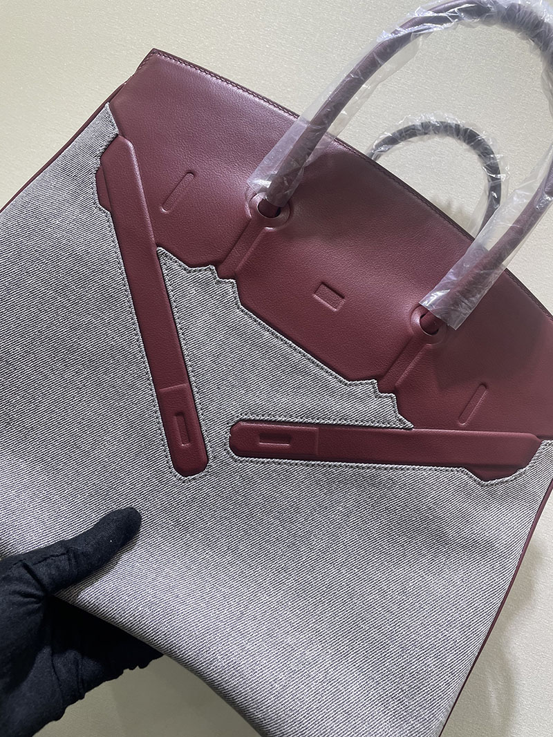 並行輸入品 エルメス バーキン35 シャドー ボルドー エヴァーカーフ/トワルアッシュ シルバー金具 2517935 シャドーバーキン 定価 - 画像 (8)