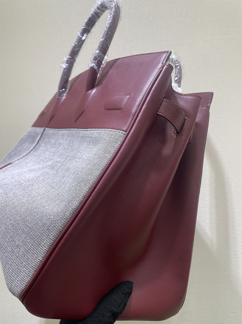並行輸入品 エルメス バーキン35 シャドー ボルドー エヴァーカーフ/トワルアッシュ シルバー金具 2517935 シャドーバーキン 定価 - 画像 (7)