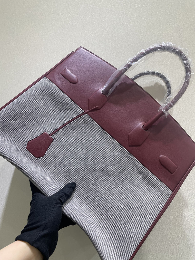 並行輸入品 エルメス バーキン35 シャドー ボルドー エヴァーカーフ/トワルアッシュ シルバー金具 2517935 シャドーバーキン 定価 - 画像 (6)