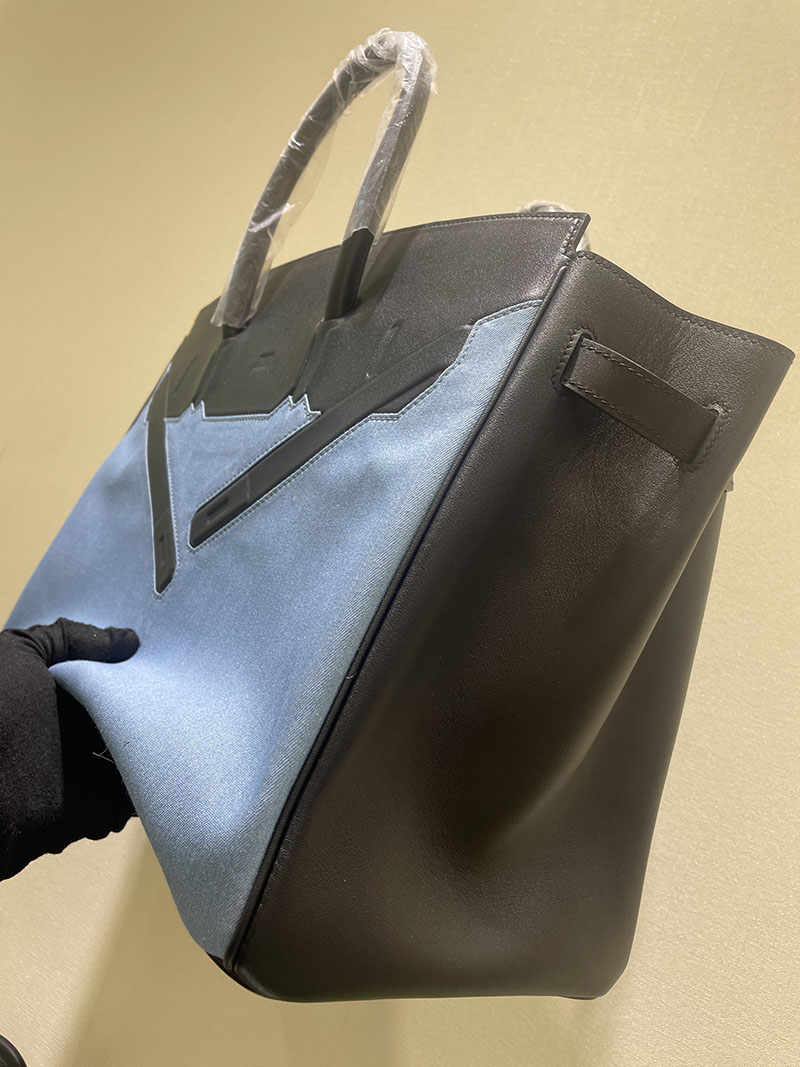 並行輸入品 エルメス バーキン35 シャドー 黒 ブラック/ブルージーン エヴァーカーフ/トワルアッシュ シルバー金具 2517936 シャドーバーキン 定価 - 画像 (7)