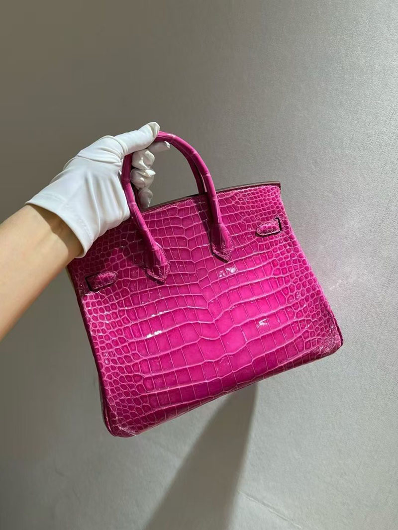 エルメス バッグクロコ エルメス バーキン25 ローズパープル クロコダイル ポロサスマット ゴールド金具 2519452 - 画像 (9)