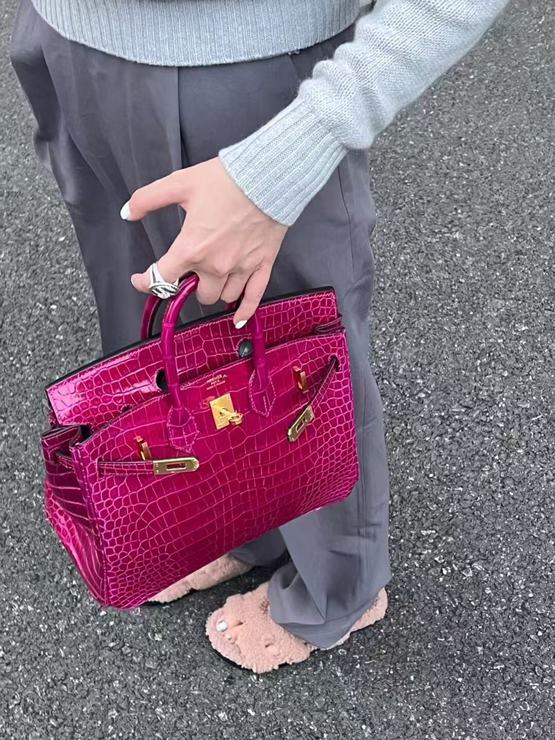エルメス バッグクロコ エルメス バーキン25 ローズパープル クロコダイル ポロサスマット ゴールド金具 2519452 - 画像 (2)