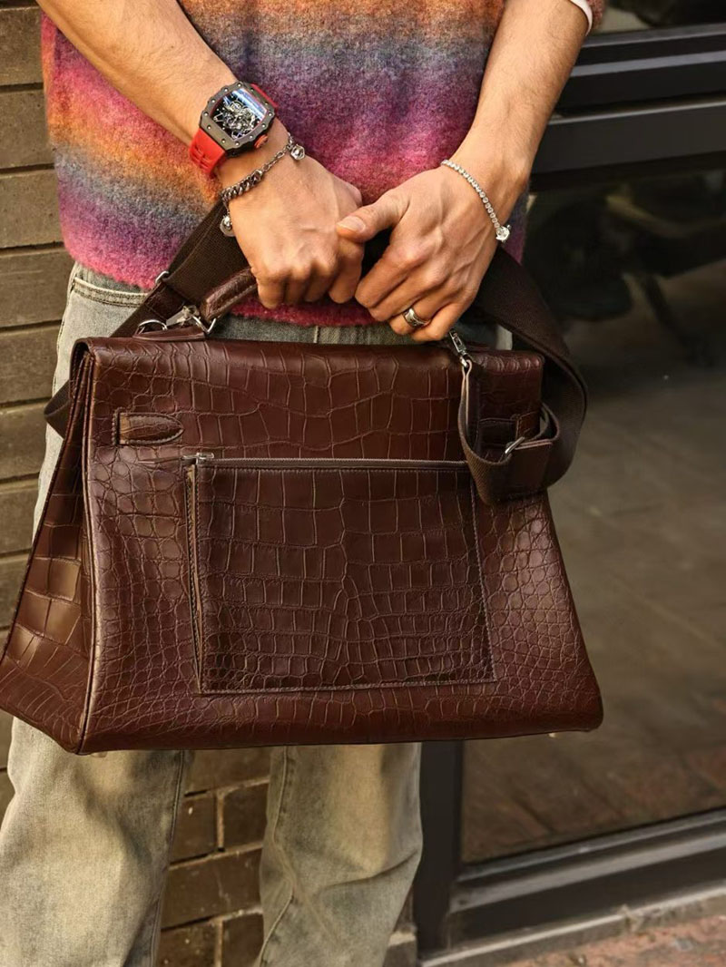 エルメス メンズ バッグ 人気 HERMES ケリー 42cm 内縫い アバンヌ クロコダイル アリゲーターマット シルバー金具 2519453 - 画像 (6)
