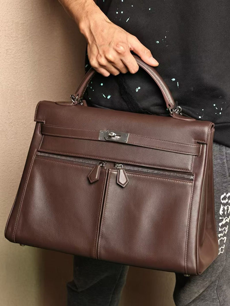 エルメスケリー風バッグ HERMES ケリー 42cm 内縫い アバンヌ トゴ シルバー金具 2519454 - 画像 (8)