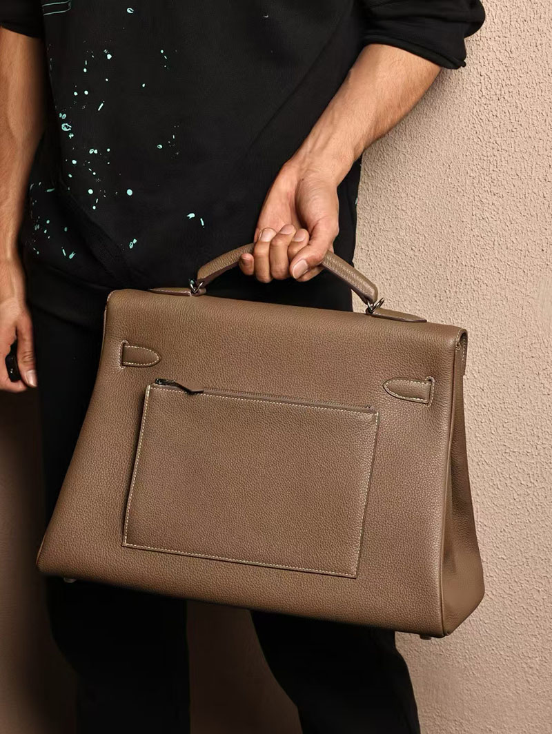 HERMES ケリー 42cm 内縫い エトゥープ トゴ シルバー金具 2519479 エルメス メンズバッグ 人気 - 画像 (6)