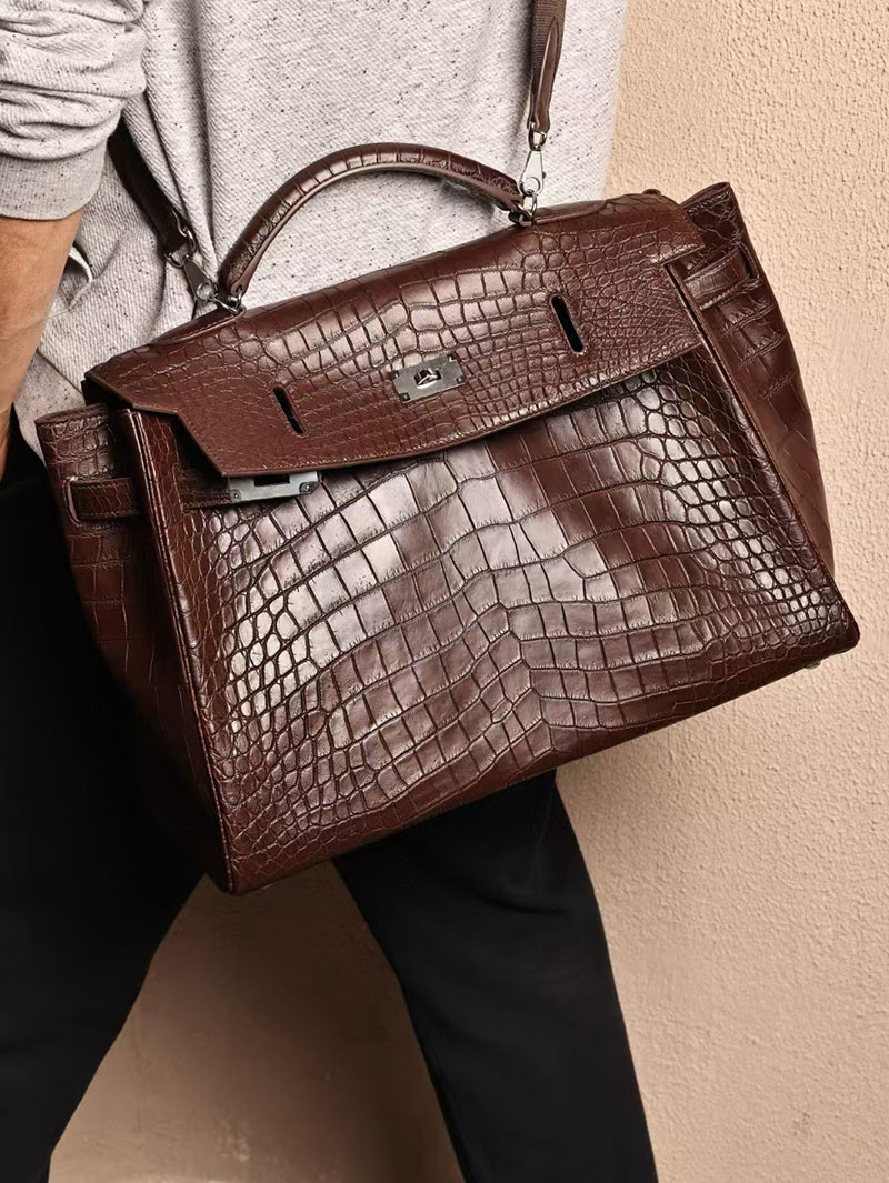 men's bags エルメス バッグ HERMES ケリー 42cm 内縫い アバンヌ クロコダイル アリゲーターマット シルバー金具 2519481 - 画像 (9)