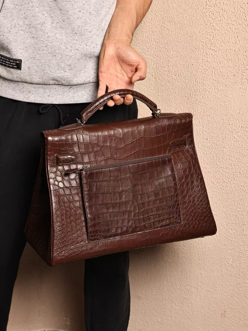 men's bags エルメス バッグ HERMES ケリー 42cm 内縫い アバンヌ クロコダイル アリゲーターマット シルバー金具 2519481 - 画像 (6)