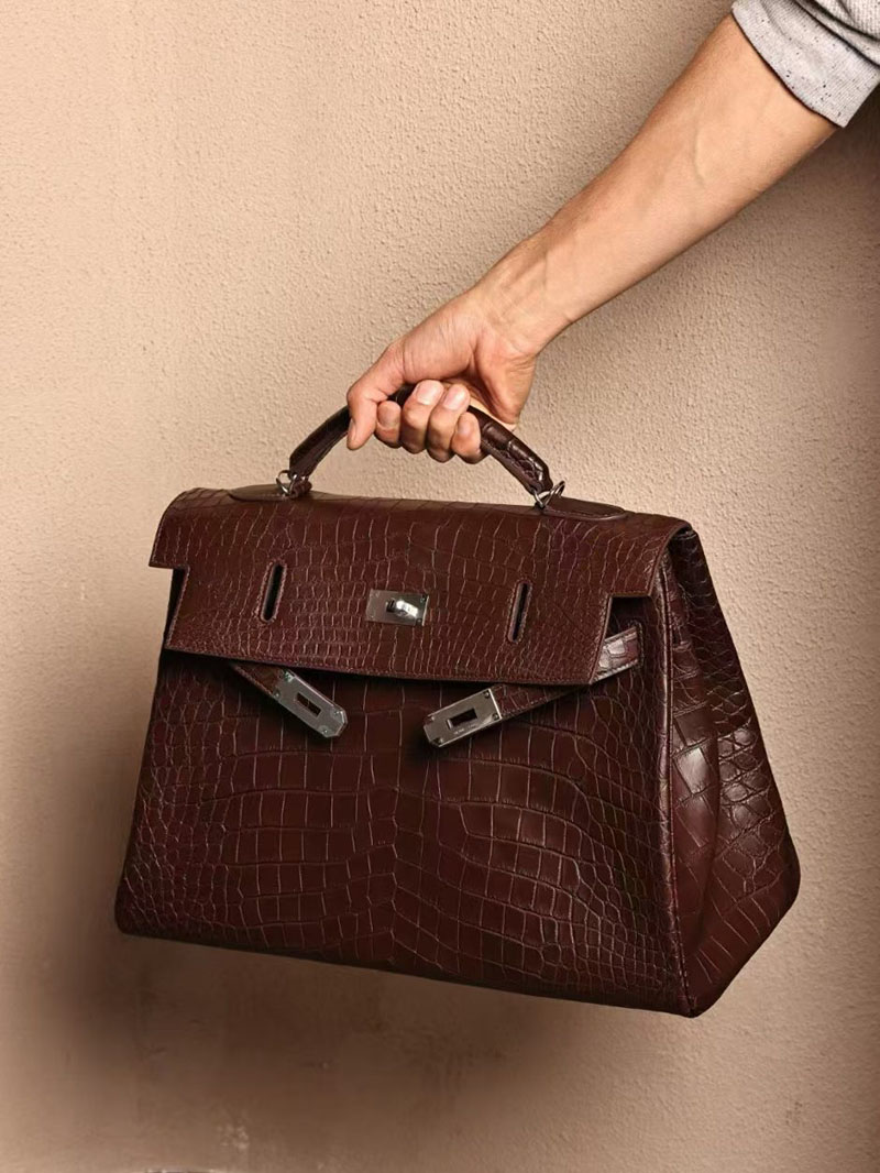 men's bags エルメス バッグ HERMES ケリー 42cm 内縫い アバンヌ クロコダイル アリゲーターマット シルバー金具 2519481 - 画像 (5)