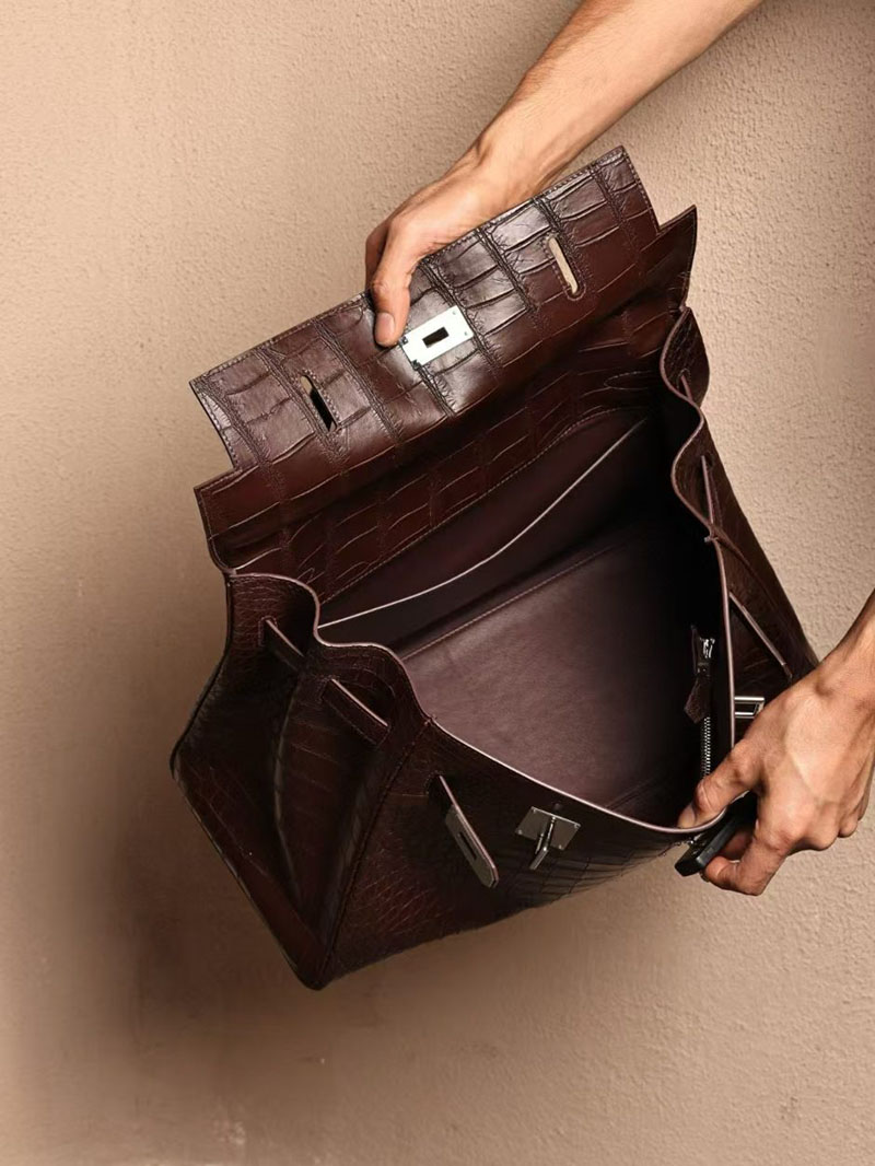 men's bags エルメス バッグ HERMES ケリー 42cm 内縫い アバンヌ クロコダイル アリゲーターマット シルバー金具 2519481 - 画像 (3)