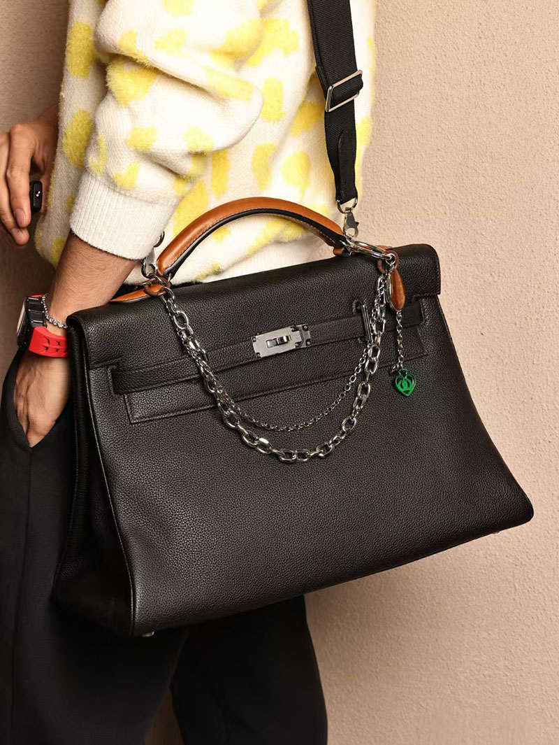 エルメス HERMES ケリー 42cm 内縫い 黒 ブラック トゴ シルバー金具 2519490 men's bags エルメス バッグ - 画像 (4)