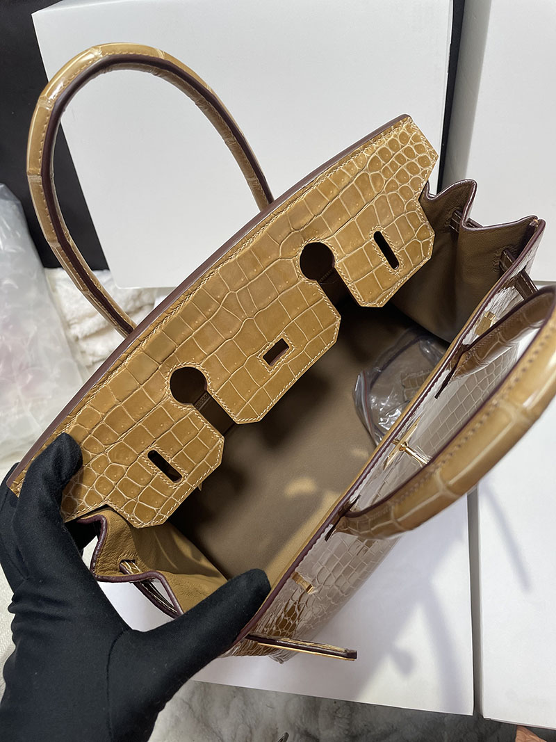 エルメス バーキン30 ビスキュイ クロコダイル ポロサスマット ゴールド金具 2519501 バーキン バッグ クロコ - 画像 (7)
