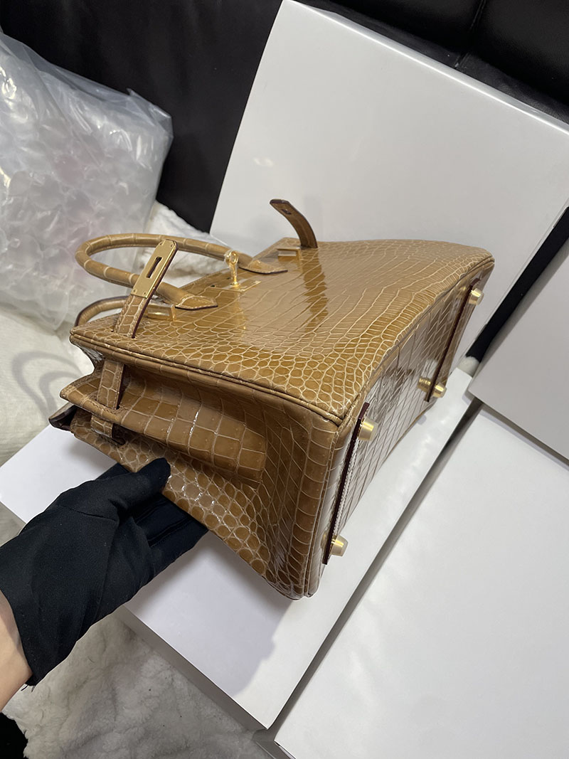 エルメス バーキン30 ビスキュイ クロコダイル ポロサスマット ゴールド金具 2519501 バーキン バッグ クロコ - 画像 (6)