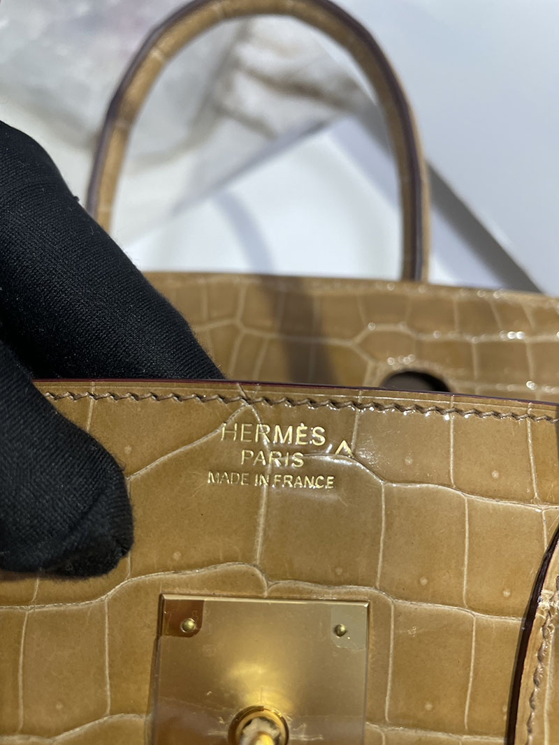 エルメス バーキン30 ビスキュイ クロコダイル ポロサスマット ゴールド金具 2519501 バーキン バッグ クロコ - 画像 (4)