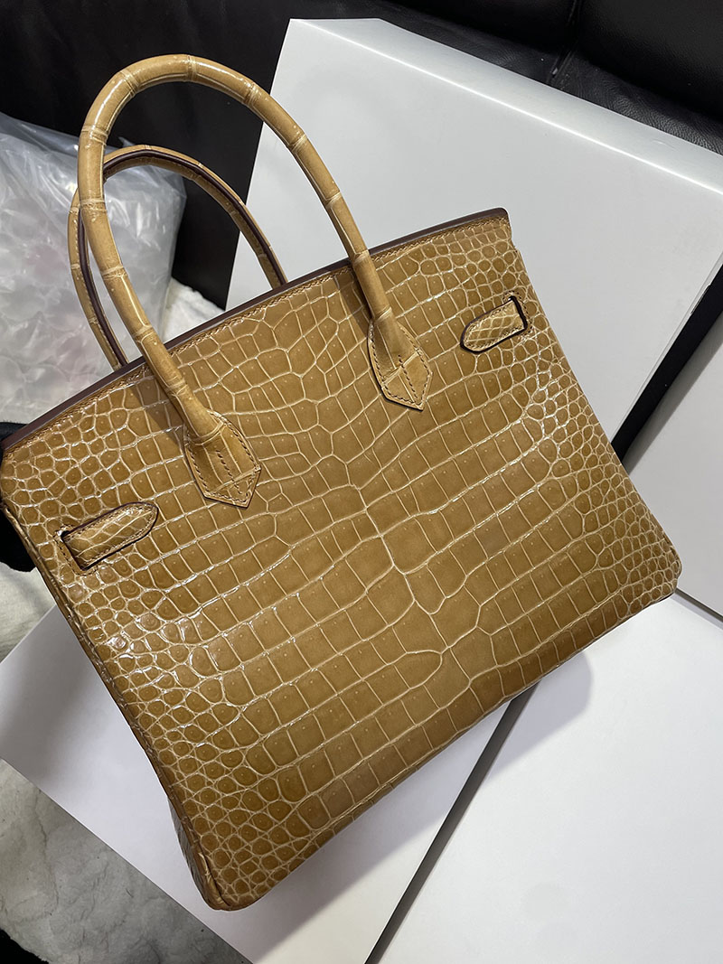 エルメス バーキン30 ビスキュイ クロコダイル ポロサスマット ゴールド金具 2519501 バーキン バッグ クロコ - 画像 (2)