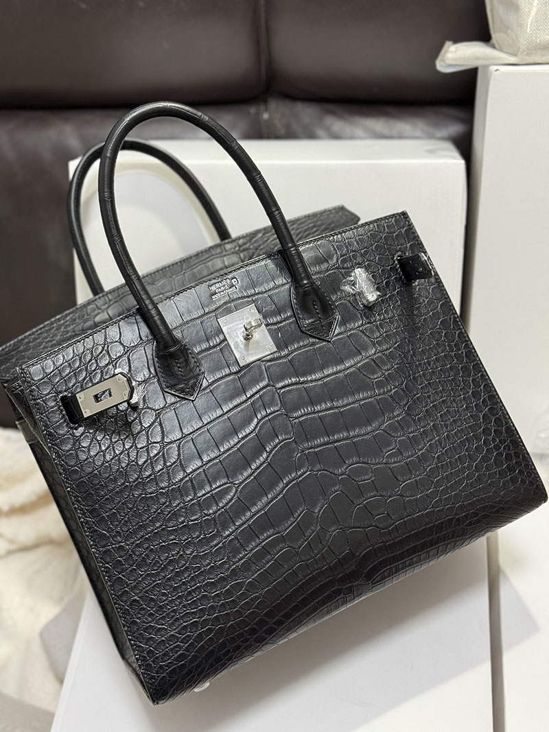 エルメス バーキン30 クロ クロコダイル アリゲーターマット シルバー金具 2519509 バーキン バッグ クロコ - 画像 (2)