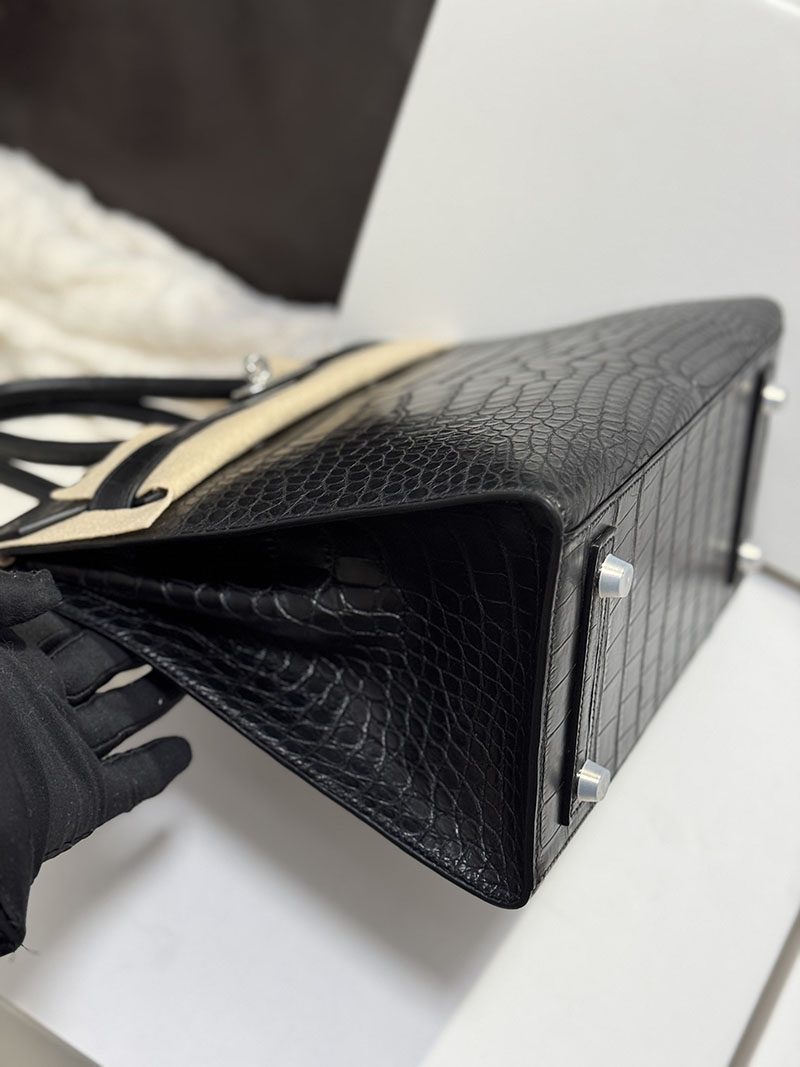 エルメス バーキン30 クロ クロコダイル アリゲーターマット シルバー金具 2519509 バーキン バッグ クロコ - 画像 (10)