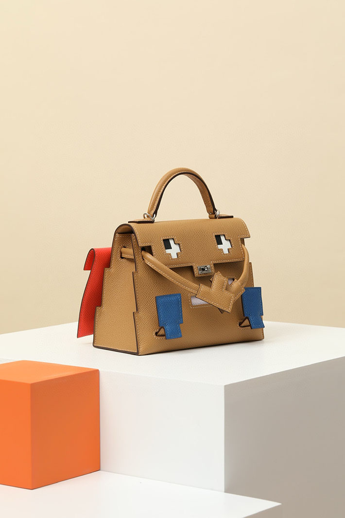 エルメス ケリードールピクト ビスキュイ×ブルーペール×モーヴペール×ローズテキサス エプソン シルバー金具 2518513 ケリードールピクト 定価 - 画像 (9)