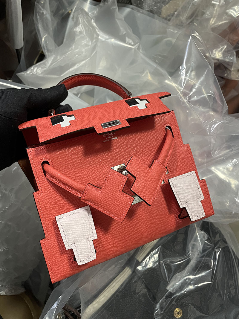 HERMES ケリードールピクト ローズテキサス×モーヴペール×ナタ×ゴールド エプソン シルバー金具 2519515 ケリーピクト 定価 - 画像 (5)