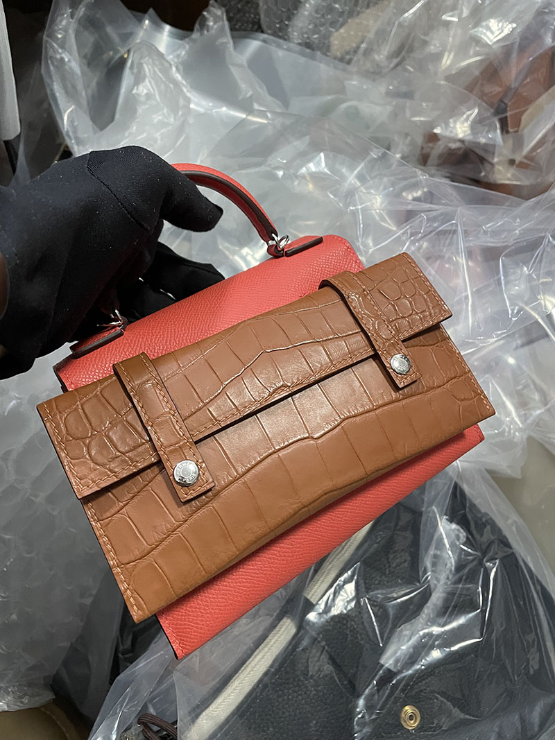 HERMES ケリードールピクト ローズテキサス×モーヴペール×ナタ×ゴールド エプソン シルバー金具 2519515 ケリーピクト 定価 - 画像 (3)