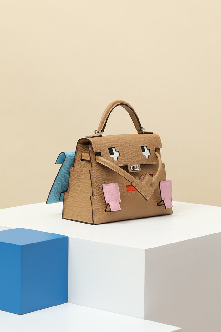 エルメス ケリードールピクト チャイ×セレステ×モーヴシルベストル×オレンジ エプソン シルバー金具 2518516 ケリードールピクト 定価 - 画像 (9)