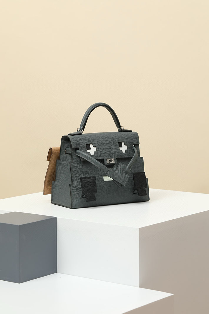 エルメス ケリードールピクト グリミスティ×ブラック×ヴェールフィズ×チャイ エプソン シルバー金具 2518518 ケリードールピクト 定価 - 画像 (9)