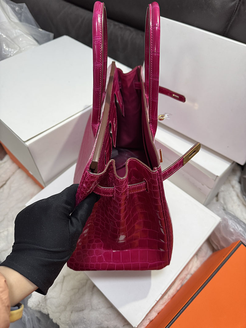 エルメス バーキン35CM ローズパープル クロコダイル ポロサスマット ゴールド金具 2519523 クロコの35センチのバーキン - 画像 (8)
