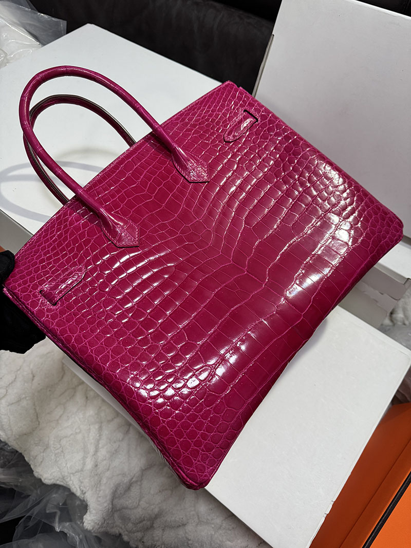 エルメス バーキン35CM ローズパープル クロコダイル ポロサスマット ゴールド金具 2519523 クロコの35センチのバーキン - 画像 (7)