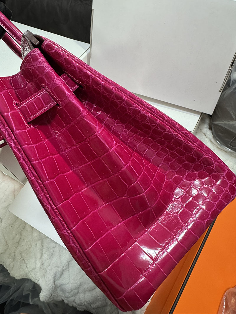 エルメス バーキン35CM ローズパープル クロコダイル ポロサスマット ゴールド金具 2519523 クロコの35センチのバーキン - 画像 (6)
