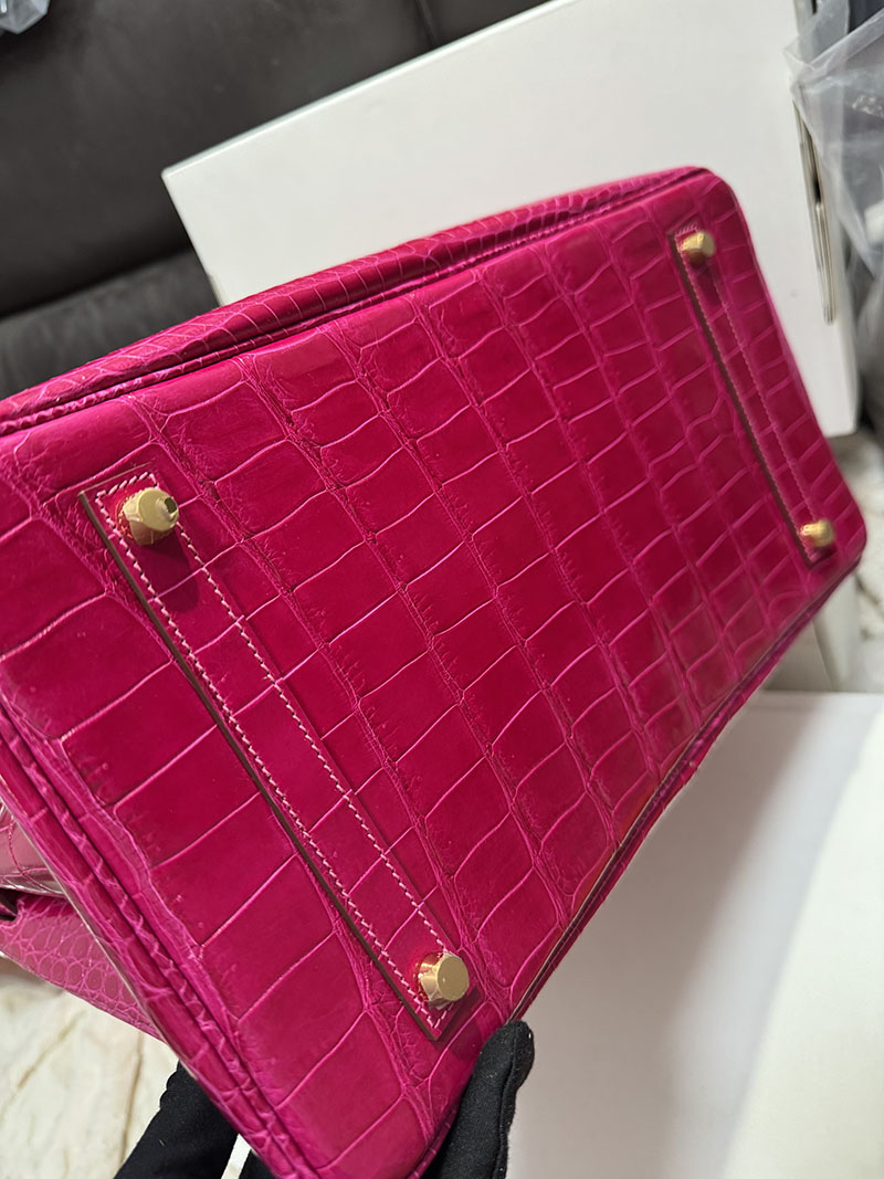エルメス バーキン35CM ローズパープル クロコダイル ポロサスマット ゴールド金具 2519523 クロコの35センチのバーキン - 画像 (5)